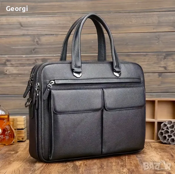 Есенна колекция*/ Луксозно/Елегантна, Премиум Бизнес чанта{куфарче за лаптоп 15} Естествена•кожа!, снимка 1