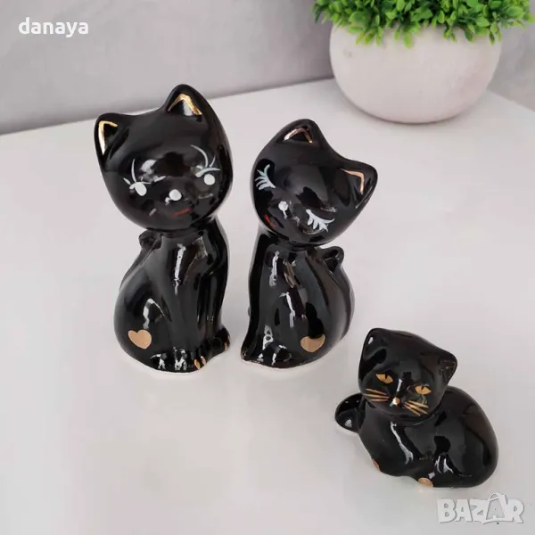 5557 Винтидж колекция Черни котки фигурки, 3 броя, снимка 1