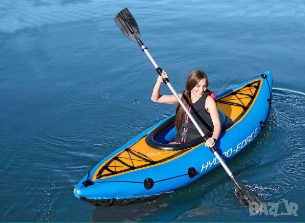  Едноместен надуваем  каяк "Hydro-Force" 275 x 81 cm с гребла и помпа в комплекта 65115, снимка 1