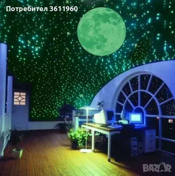 100 бр. Светещи звездички , декорация аксесоар за бебешка , детска стая , светещи звезди , луна, снимка 1