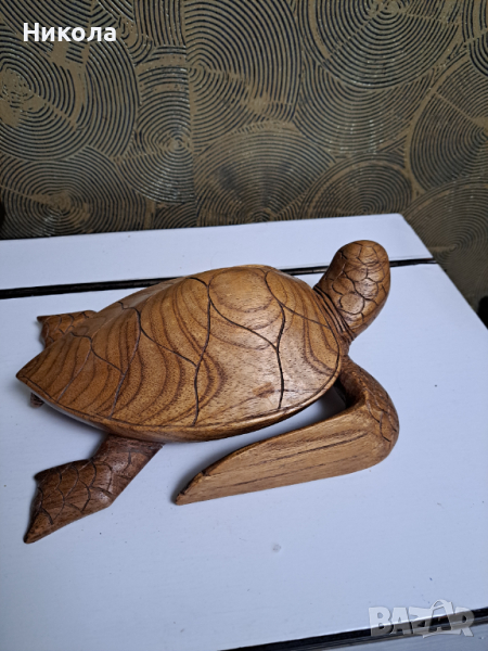 Голяма дървена морска костенурка-30см, снимка 1