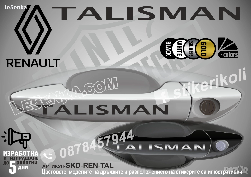 Renault Talisman стикери дръжки SKD-REN-TAL, снимка 1