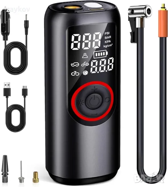 Преносим въздушен компресор за помпане на гуми, 150 PSI иновативни безжични, снимка 1
