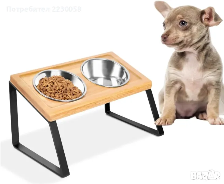 Маса за кучета (или други домашни любимци) с 2 купи, снимка 1