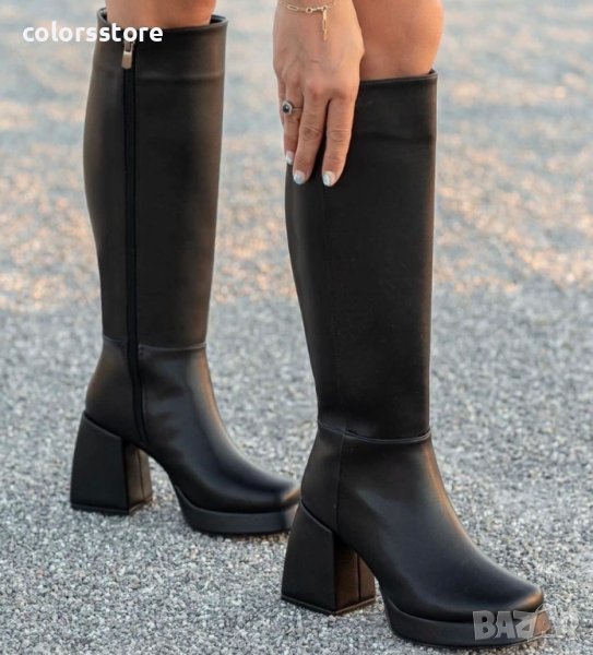 Ботуши на ток - черна кожа - NA8, снимка 1