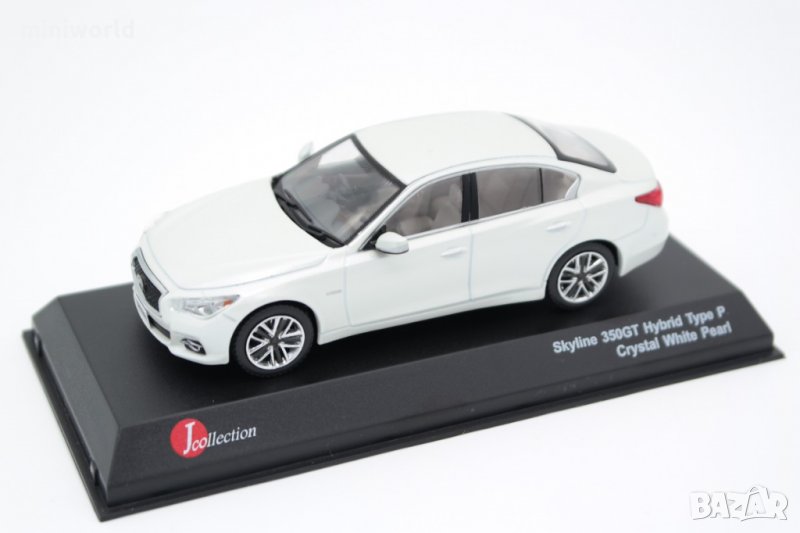 Nissan Skyline 350GT Hybrid V37 - мащаб 1:43 на J-Collection модела е нов в PVC дисплей-кейс, снимка 1