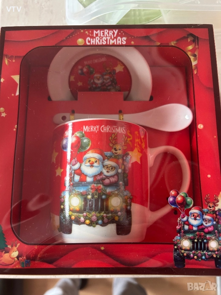 Чаша с чинийка и лъжичка , снимка 1