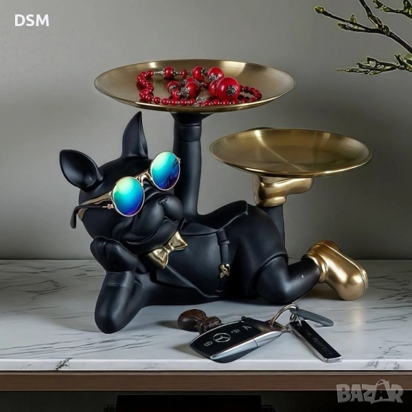 Нова Статуетка Куче Булдог с Табла - Поставка за Предмети  - 2 Варианта!, снимка 1