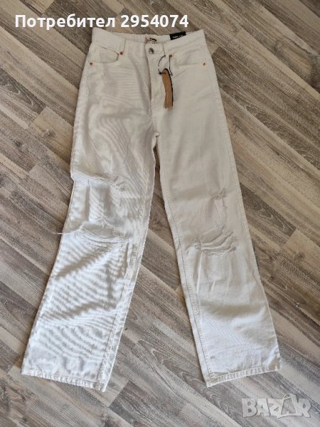 бели дънки накъсани м-20лв, снимка 1