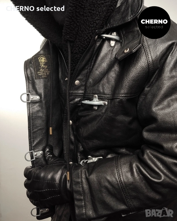 FAY рядко винтидж кожено яке тип firefighter / peacoat – размер L – Отлично състояние, снимка 1