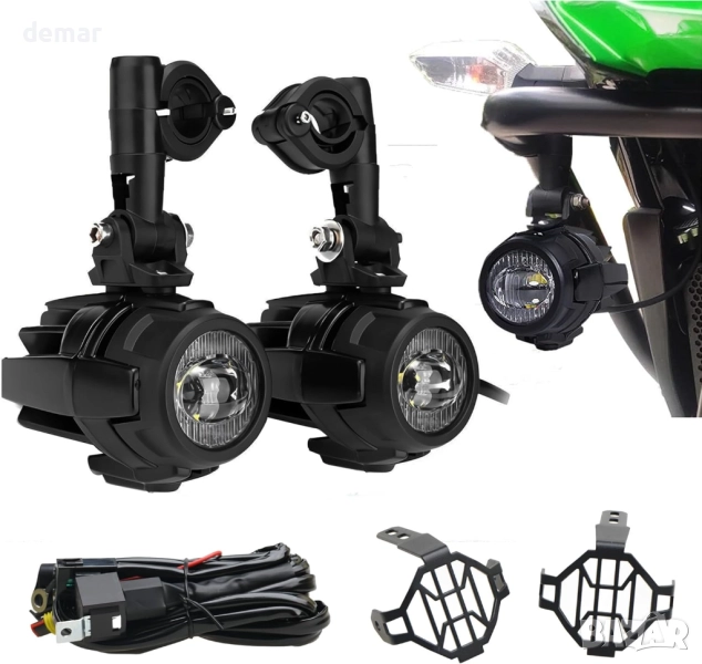 Мотоциклетни фарове LED 10-30V, предни, спомагателни, за мъгла, 4000LM 6000K IP67, снимка 1