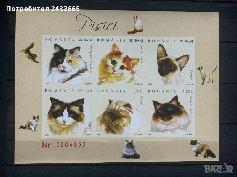 818. Румъния 2006 = “ Фауна. Домашни Котки “ ,**,MNH, снимка 1