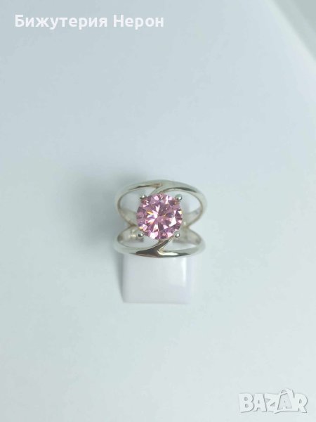 Сребърен пръстен с розов цирконий, снимка 1