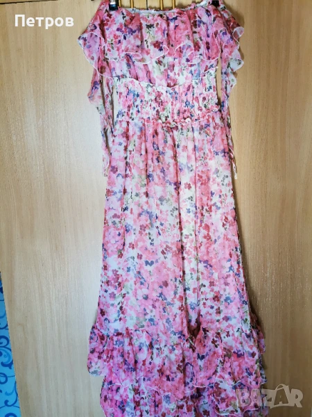 Рокля дълга в розово.С волани.Феерия от красота.Размер М.Впечатляваща., снимка 1