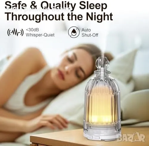 Нов Ултразвуков дифузер за масла и овлажнител 120 мл, LED лампа, тих режим, снимка 1