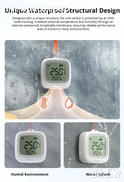 SONOFF SNZB-02WD IP65 Zigbee LCD Смарт Сензор за Температура и Влажносттър, снимка 1