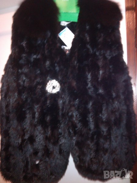 ЕЛЕК плетена норка цели кожи с яка от лисица, снимка 1