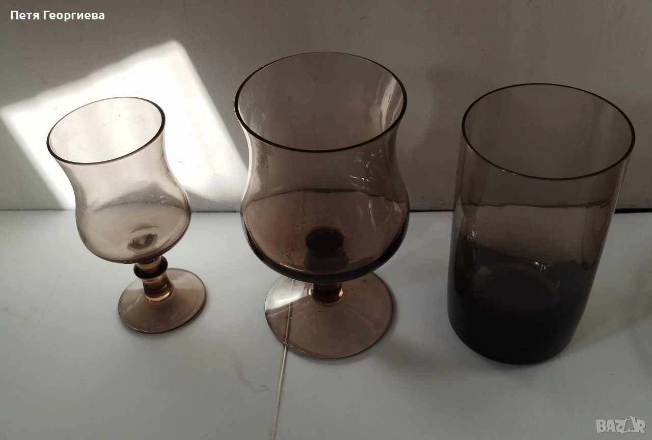 Сервиз чаши от опушено стъкло - 35 броя, снимка 1