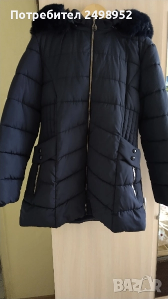 Дамско тъмносиньо зимно яке с топла подплата, Размер 2XL, снимка 1