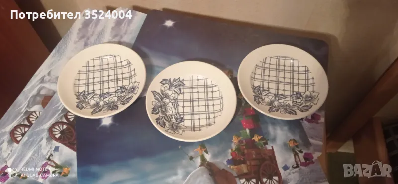 3 нови десертни ръчно рисувани чинии, снимка 1