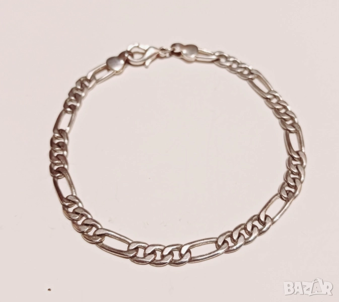 Сребърна гривна с плетка тип Олекотено Фигаро / Картие (Light Figaro), снимка 1