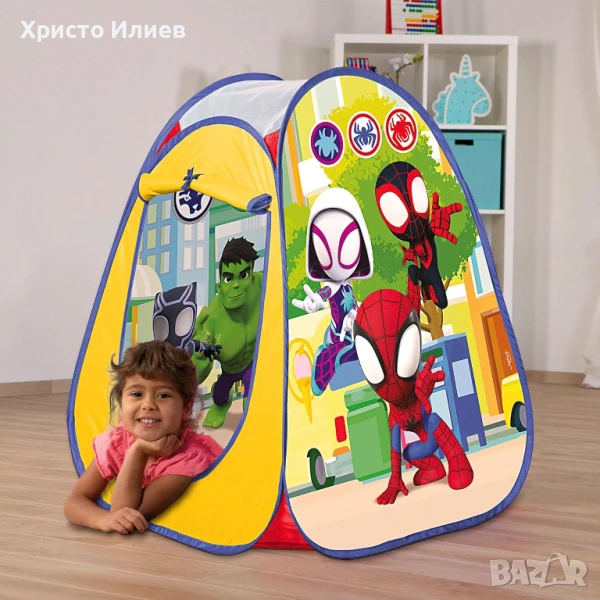 Детска палатка pop up Спайди Спадърмен Spidey с чанта за съхранение, снимка 1