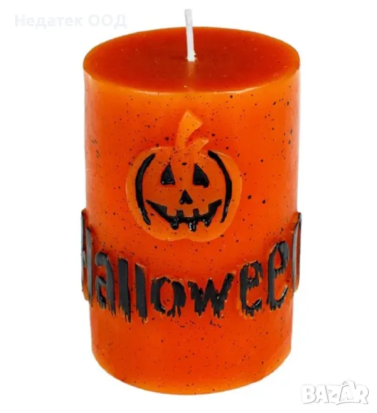 Декоративна свещ, Хелоуин, стълбова, тиква, оранжев, Ø7x9.5см, снимка 1