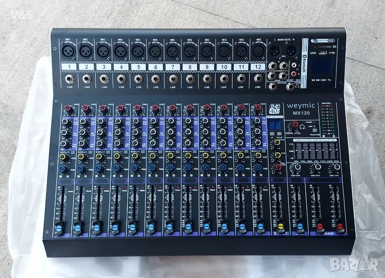 Професионален миксер Weymic MX-120 (12-канален) за запис на DJ Stage Karaoke DSP ефектор с USB устро, снимка 1