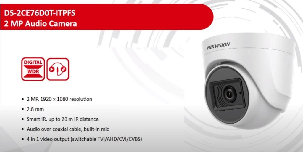 Hikvision Turbo HD DS-2CE76D0T-ITPFS 4в1 Камера с Вграден Аудио Микрофон  2.8мм 2MP IR 25 Метра -40°C в HD камери в Извън страната - ID28876837 —  Bazar.bg
