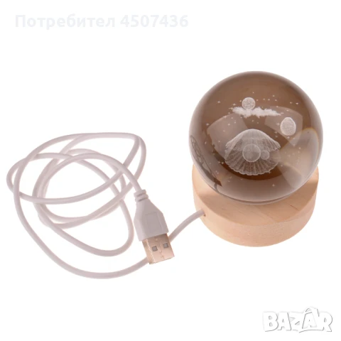 LED Светеща кристална топка/лампа, 3D сензорна- Мида с перла, снимка 2 - Настолни лампи - 50536155