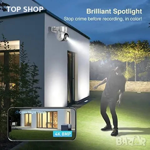 Нова Външна WiFi Камера 4K с Детектор за Хора Животни, Аудио, WiFi, снимка 8 - Камери - 49335238