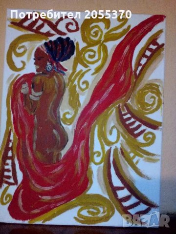маслена картина африканка, снимка 2 - Картини - 33229388
