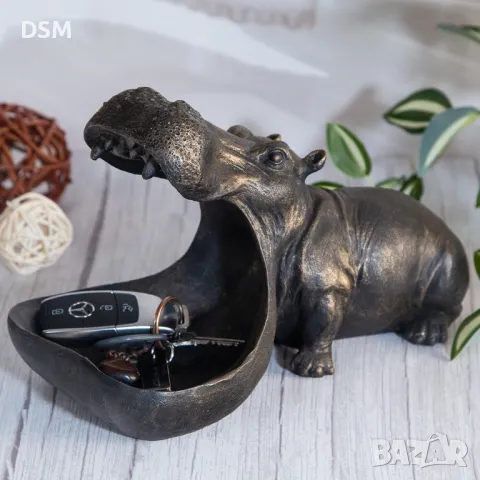 Статуетка Хипопотам с Поставка за Предмети 27см, снимка 2 - Декорация за дома - 48903423