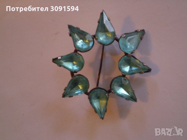 Винтидж брошка сини циркони, снимка 1 - Антикварни и старинни предмети - 34947399