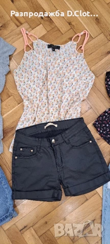 къси кожени панталонки и топ XS/S, снимка 1