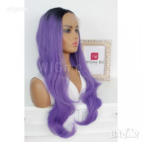 Дълга лилава лейс фронт перука Лила, снимка 5 - Аксесоари за коса - 32378619