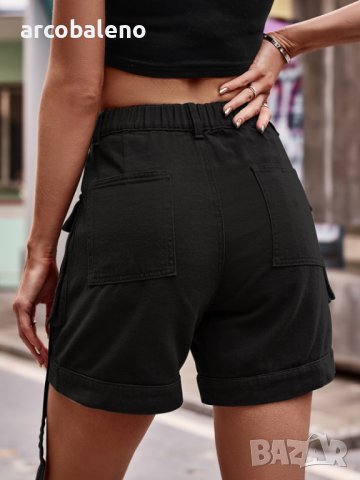 Ежедневни дамски къси дънкови панталони с джоб с еластична талия, 5цвята, снимка 18 - Къси панталони и бермуди - 40672975