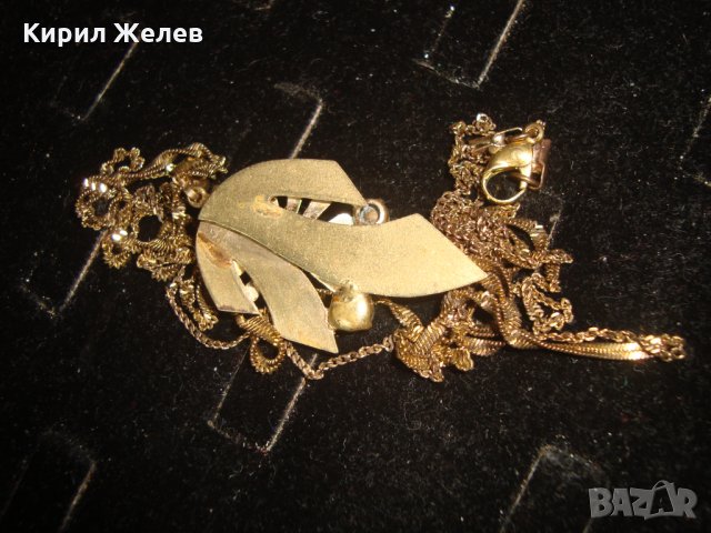 МНОГО КРАСИВ ПОЗЛАТЕН МЕДАЛЬОН КОЛИЕ ВЕРИЖКА МАСИВНА ПОЗЛАТА с БОХЕМСКИ КРИСТАЛИ и ОЛИВИН 20832, снимка 5 - Антикварни и старинни предмети - 32241281