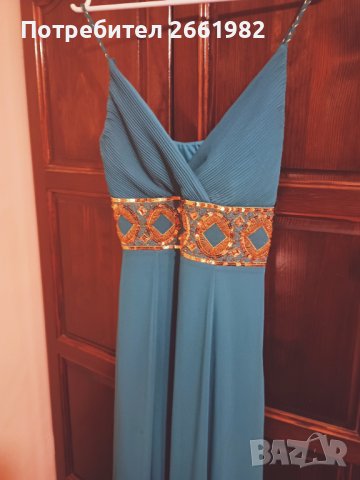 Разкошна тюркоазена дълга рокля, снимка 4 - Рокли - 44048096
