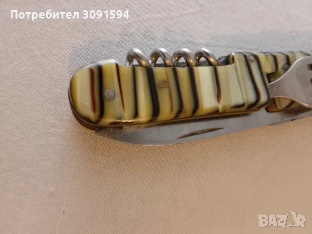 Старо   колекционерско туристическо ножче многоцветен седеф- 9 см във перфектно състояние , снимка 9 - Ножове - 50127150
