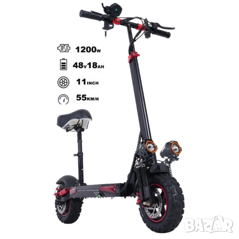 Електрически скутер, тротинетка със седалка 1200W 18AH, 55 км/ч, снимка 6 - Мотоциклети и мототехника - 51943122