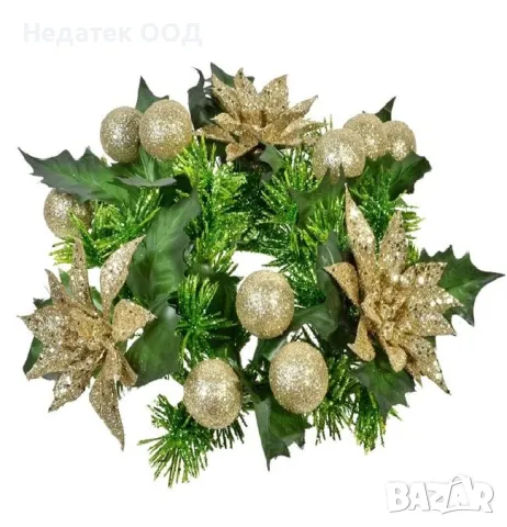 Коледна, декоративна, свещ, пръстен, горски плодове, шампанско, 22см