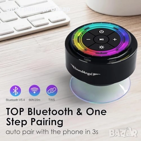 Нова Мини Душ Тонколона 8W, IPX7, Дълбок Бас, Вендуза, 15 Часа високоговорител, снимка 2 - Тонколони - 52260841