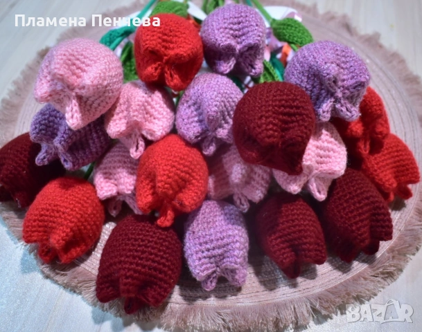 плетени лалета с пожелание , снимка 5 - Декорация за дома - 53039672