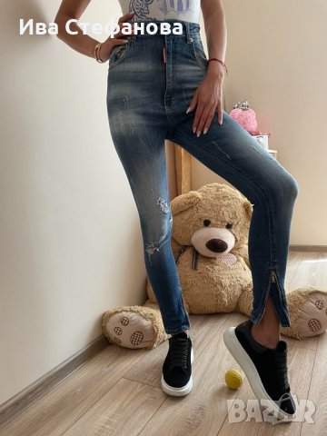 Еластични с висока талия страхотни изчистени дънки Dsquared2 , снимка 16 - Дънки - 33022790