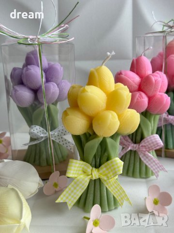 Декоративна свещ “Букет Лаленца”, снимка 5 - Подаръци за жени - 44036561