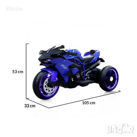 ТОП ЦЕНА!НОВО!Акумулаторен мотор с 3 гуми Ninja BLUE с 12V батерия,LED,USB , снимка 6 - Други - 44919822