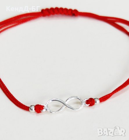Гривничка от червен конец и сребърни елементи за късмет и против уроки, снимка 10 - Гривни - 28323306