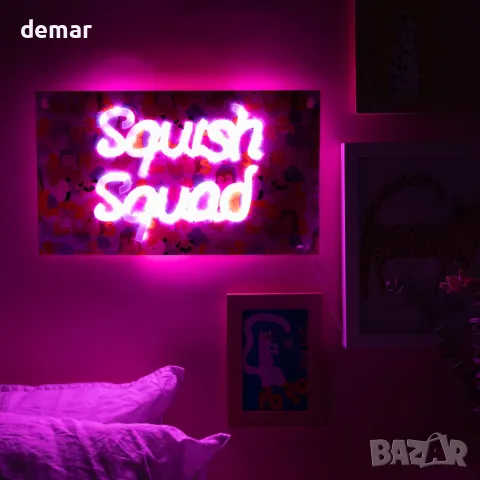 Fizz Creations Squishmallows Squish Squad, неонова табела за стена, USB захранване, LED, снимка 3 - Лед осветление - 47863714