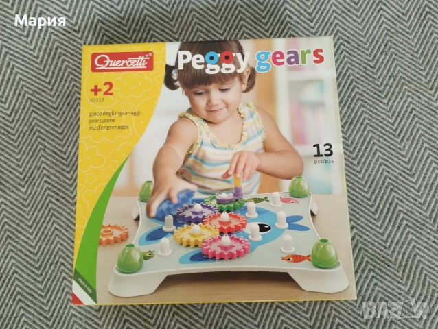 Детска игра със зъбни колела Quercetti - Peggy Gears, 13 части, снимка 6 - Образователни игри - 52731268